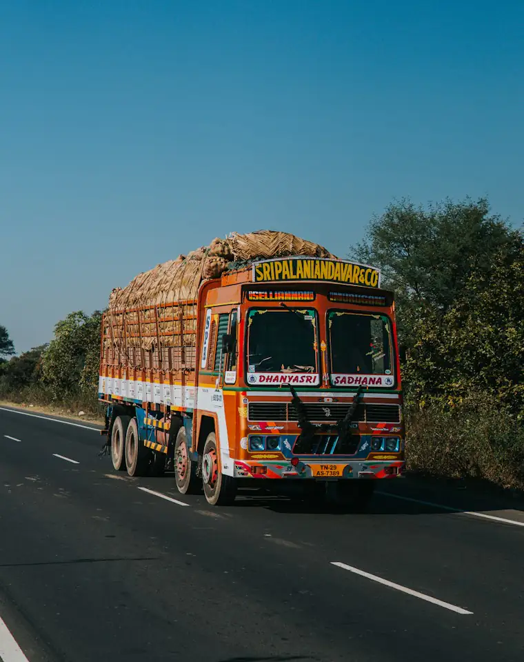 Loaded truck on an Indian highway